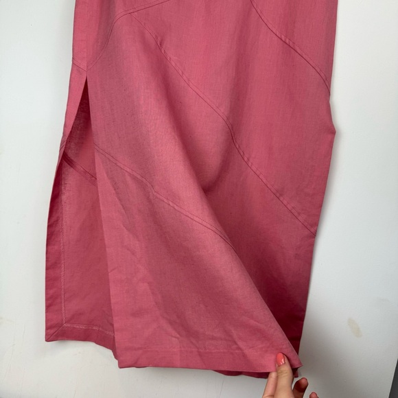 NWT Zara Pink Linen Blend Midi Dress Sz Small Side Slits Boho Chic - Picture 9 of 16
